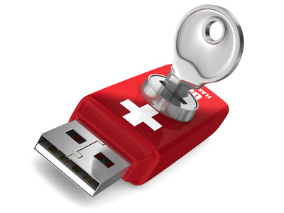 rescue usb flash drive on white background. Isolated 3D image